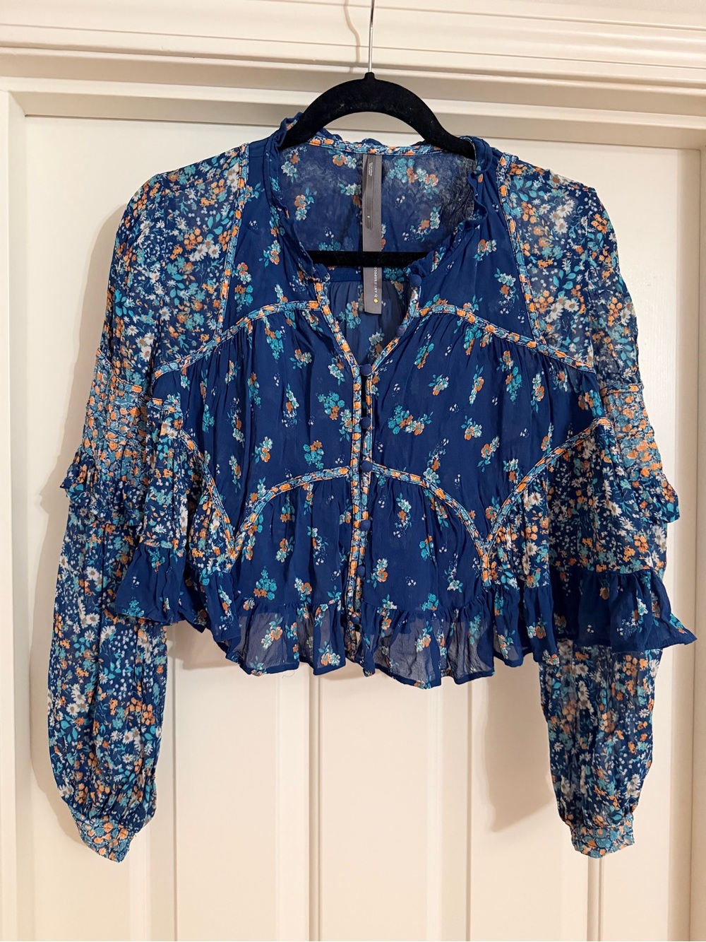 By Anthropologie Sheer Babydoll Blouse